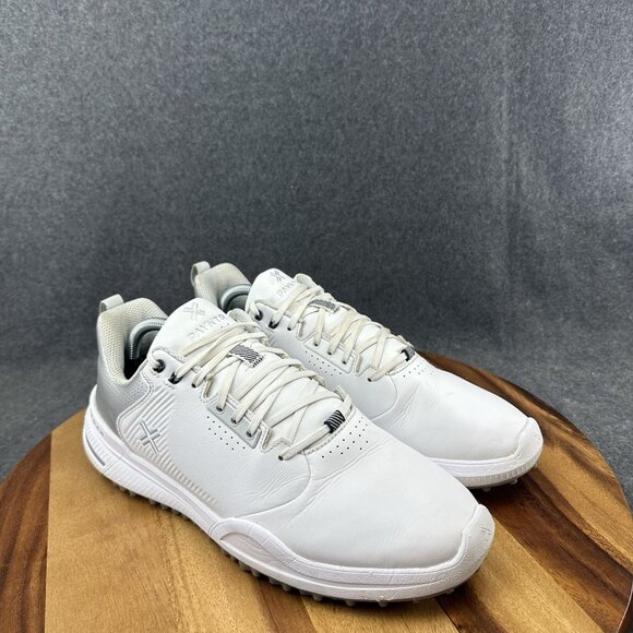 Payntr X 003 Spikeless Golf Shoes Mens 10.5 White Silver Leather Performance - Picture 2 of 12